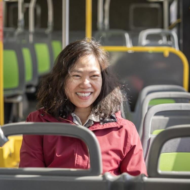 Person riding the bus